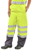 Beeswift Belfry Two-Tone Hi-Vis Waterproof Trousers - {ALL COLOURS / SIZES}