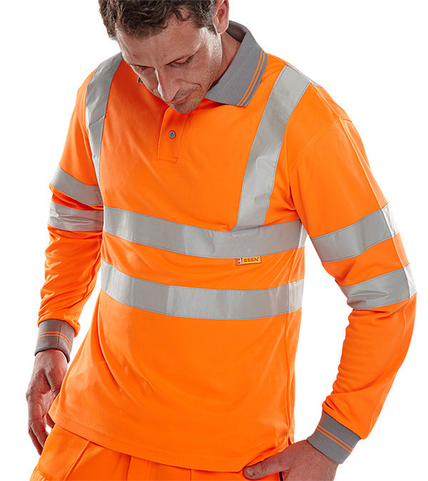 Beeswift Long Sleeve Hi-Vis Polo Shirt  - {ALL COLOURS / SIZES}