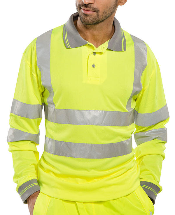 Beeswift Long Sleeve Hi-Vis Polo Shirt  - {ALL COLOURS / SIZES}