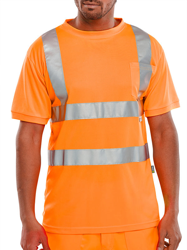 Beeswift Crew Neck Hi-Vis Short Sleeve T-shirt - {ALL COLOURS / SIZES}