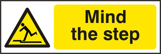 Mind The Step Sign White/Yellow 300X100mm Box 5's