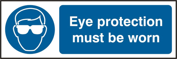 Eye Protection Myst Be Worn Sign White/Blue 300X100mm Box 5's