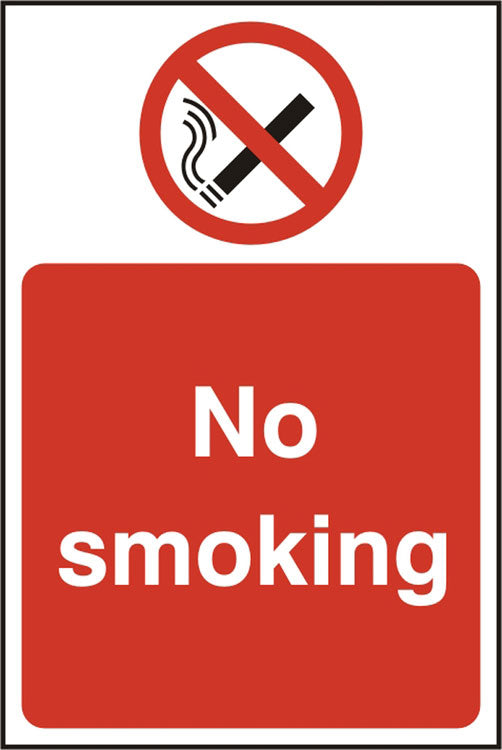 No Smoking Sign White/Red 200X300mm Box 5's