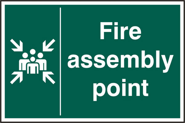 Beeswift Fire Assembly Point Rigid Pvc Sign Green 200X300mm Box 5's