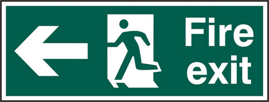 Beeswift Fire Exit Left Arrow Sign Rigid Pvc Green 400X150mm Box 5's