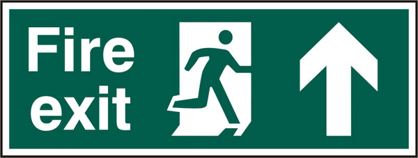 Beeswift Fire Exit Up Arrow Sign Rigid Pvc Green 400X150mm