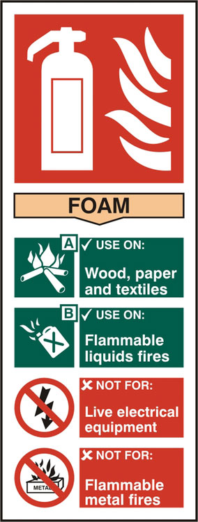 Beeswift Fire Extinguisher Foam Sign Rigid Pvc White 82X202mm Box 5's