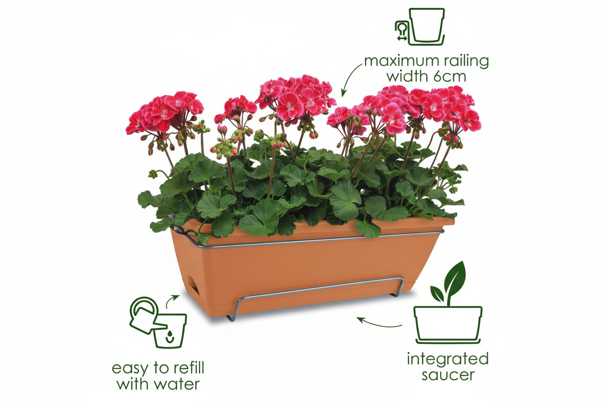 Elho Barcelona Allin1 Balcony Set 50cm TERRACOTTA