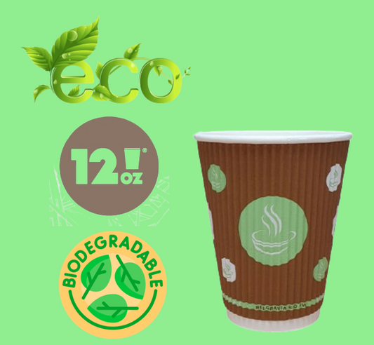 12oz Belgravia 100% Biodegradable Ripple Paper Cups 25s