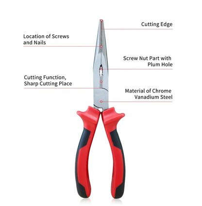 Hilka 8inch Soft Grip Longnose Precision Carbon Steel Pliers
