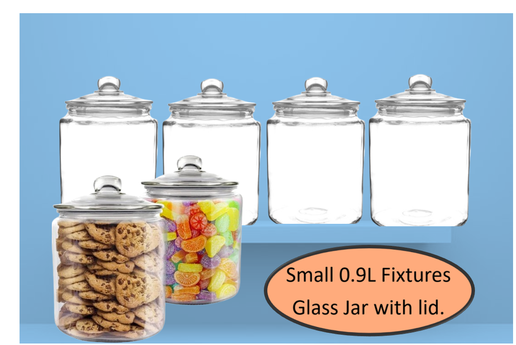 Fixtures Glass Biscotti / Biscuit / Storage Jar 0.9 Litre