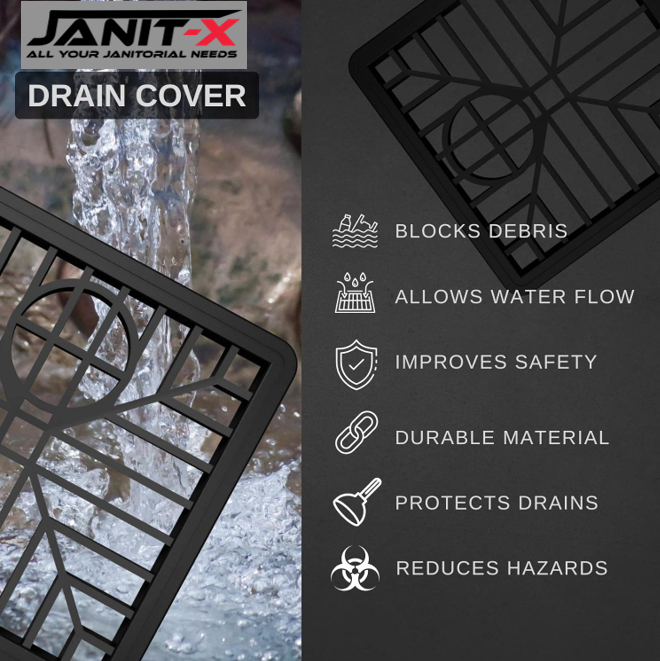 Janit-X Square Drain Covers Outdoor Drainage Channel | PVC Plastic Grid Cover | 2 Pack