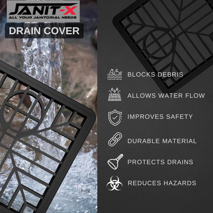 Janit-X Square Drain Covers Outdoor Drainage Channel | PVC Plastic Grid Cover | 2 Pack