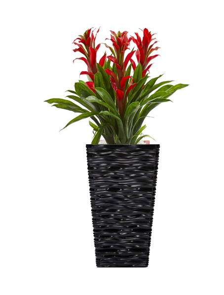 Fixtures Glaze Wave MEDIUM 42cm Planter {Black} - UK BUSINESS SUPPLIES