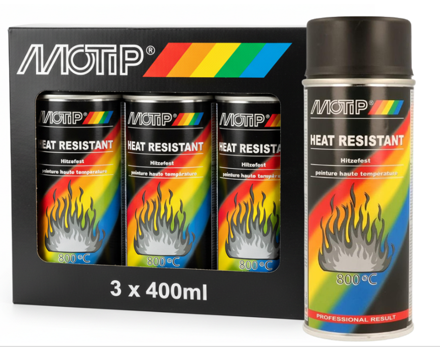 Motip M04031 Heat Resistant Lacquer-Black | Black | 1 x 400 ml