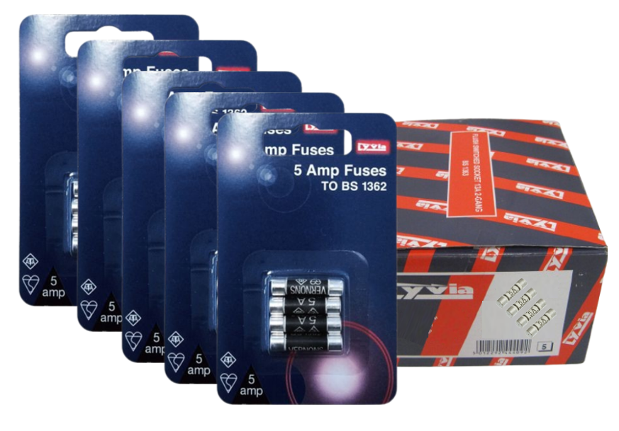 Lyvia Electrics 5 Amp Fuses to BS1362 Standard Pack Of 4