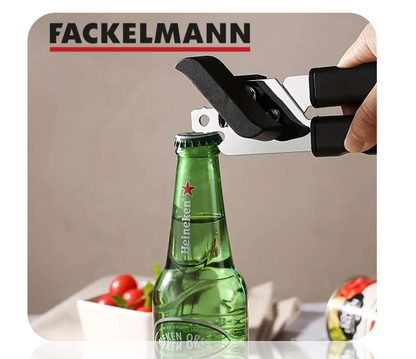 Frackelmann Multi Function Can Opener with Built in Bottle Cap Remover, 18cm