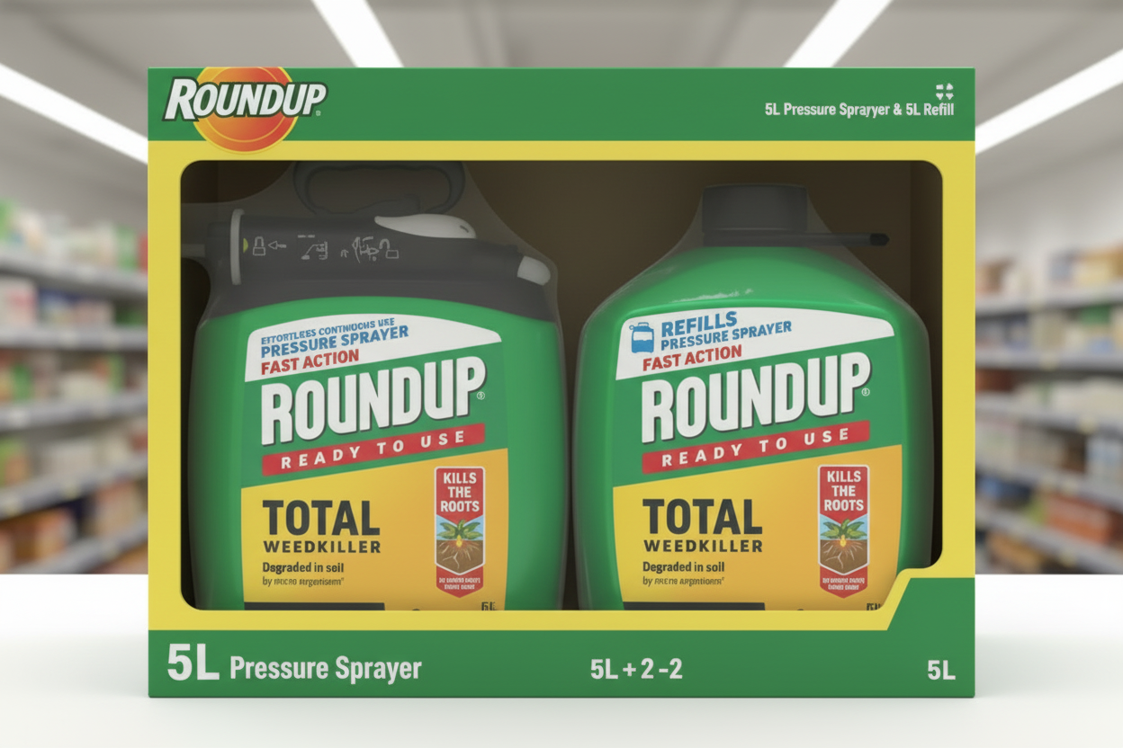 Roundup Multi Pack | 2 x 5 Litre | Ready to Use | 1 x 5L Pump & Go and 1 x 5L Refill