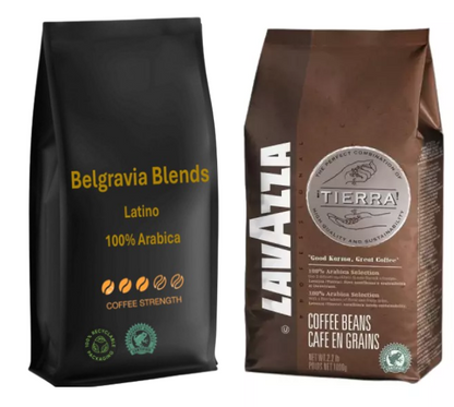 Belgravia Latino Premium Blended, Rain-Forest Alliance Coffee Beans 1kg, 100% Arabica