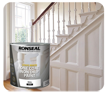 Ronseal Stays White |  One Coat |  Satin Paint |  White | 2.5 Litre