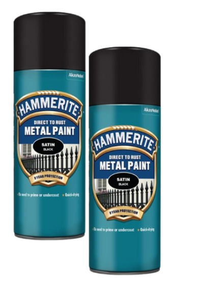 Direct To Rust Smooth Finish Aerosol Satin Black 2 x 400ml