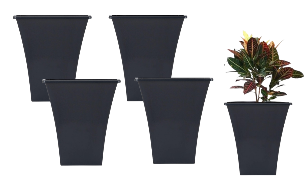 Wham Metallica 23cm Square Plastic Garden Planters |  Lightweight & Weather-Resistant | 2 Pack