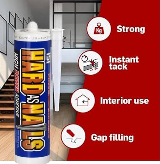 Hard as Nails High Power Adhesive 3x280ml Tubes | Solvent Free | Wood Metal Glass