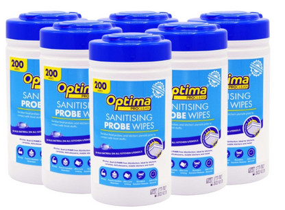 Optima Sanitising Food Probe Wipes for kitchen Utensils  (Tub of 200)