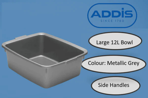 Addis Plastic Butler Large Rectangular Bowl, 12.5 Litre METALLIC