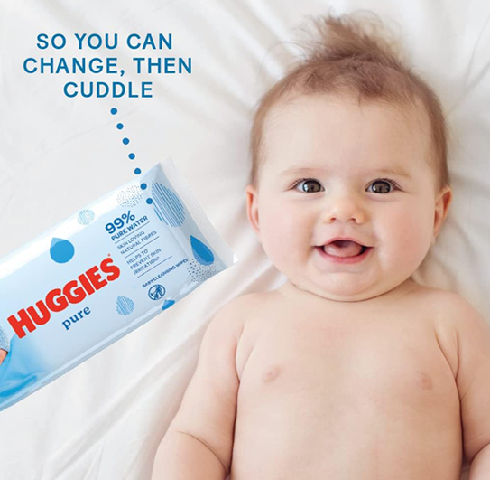 Huggies Pure Water Wipes 48's - Natural Wet Wipes 99% Pure Water