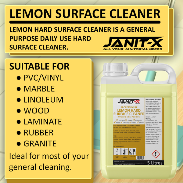 Janit-X Professional Hard Surface Lemon All Purpose Cleaner 5L Concentrate