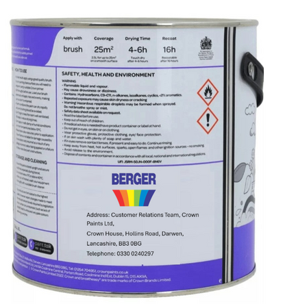 Berger {Crown Paints} Satin Sheen | Brilliant White | 1 x 1L
