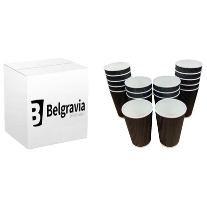 Belgravia 16oz Triple Walled Paper Black Ripple Cups