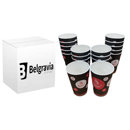 NEW Belgravia 12oz Red & Black Ripple Paper Cups 25s