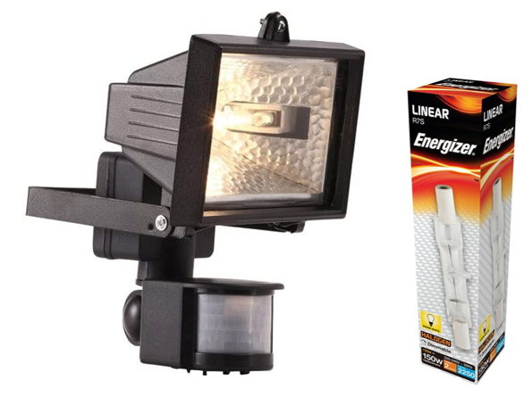Powermaster 150W Eco Halogen PIR Black Floodlight {Bulb Included, Not part of the Pack} - UK BUSINESS SUPPLIES