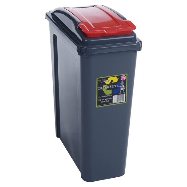 Wham Recycle It Red Slimline Bin & Lid 25 Litre
