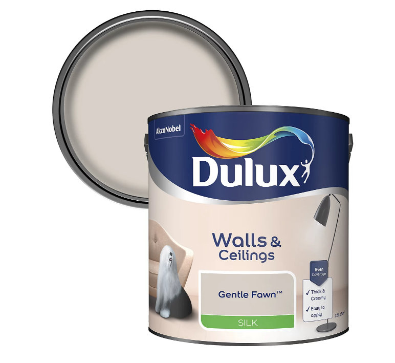 Dulux Silk Emulsion Paint For Walls And Ceilings - Gentle Fawn 2.5 Litres