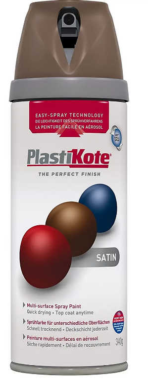 Plastikote Twist and Spray | Premium Spray Paint | Satin | Chocolate Brown | 400ml