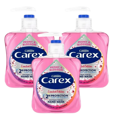 Carex Peony & Blossom Antibacterial Handwash 250ml | 3 Pack Bundle