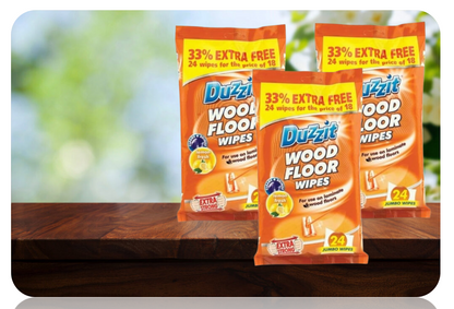 Duzzit Wood Floor Wipes | Jumbo Sized | Lemon Fragrance | 1 x 24 Pack