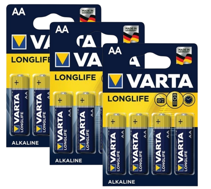 Varta Longlife AA Battery (3 Packs of 4) 04106101414