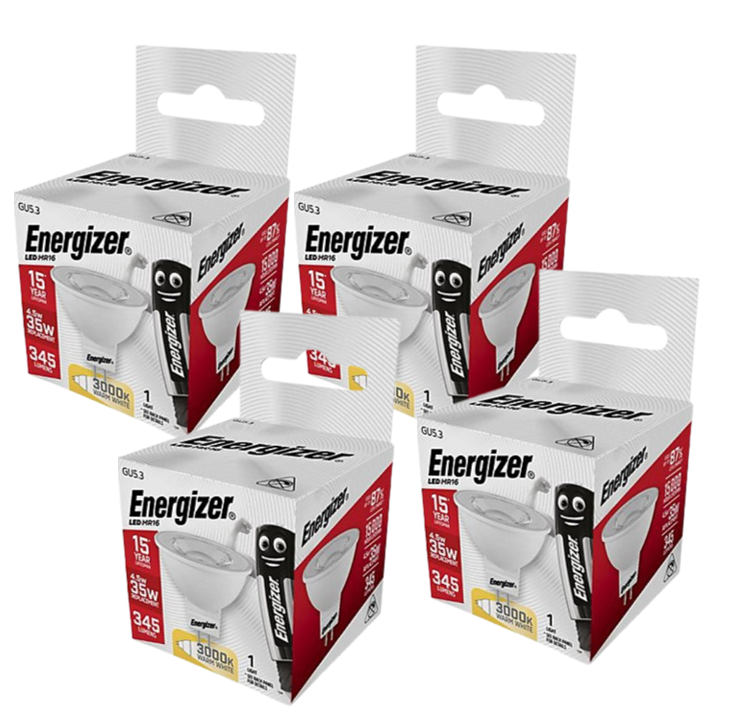 Energizer S8832 LED GU5.3 (MR16) 36 Non-Dimmable Bulb, Warm White 345 lm 4.5W ENGS8832 | 4 Pack