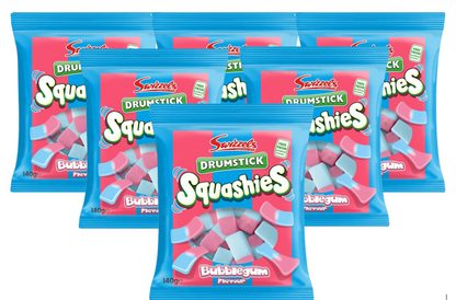 Swizzels Drumstick Squashies Bubblegum 140g| 6 Packet Bundle