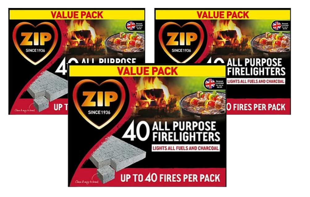 Zip Firelighters All purpose Fire Starter Cubes | Value Pack | 1 x 40 Pack
