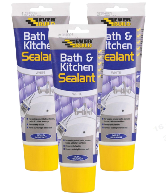 Everbuild Bath And Kitchen Acrylic Sealant | Anti Mould Formulation | White | 3 x 200ml Bundle
