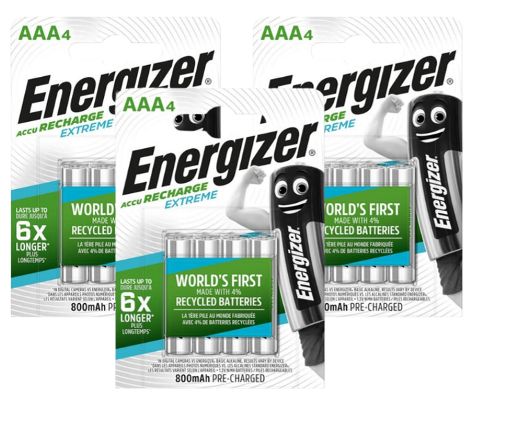 Energizer Rechargable Extreme Batteries AAA  Pack 4's | 3 x 4's Multi Pack