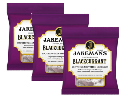 Jakemans Blackcurrant Lozenges 73g | Menthol Lozenges | 3 Pack Bundle