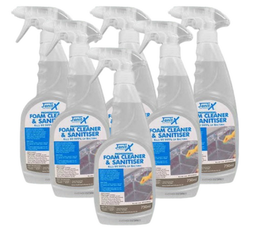 Janit-X Professional Foam Surface Cleaner & Anti-Bacterial Sanitiser 750ml | 6 x 750ml Bundle