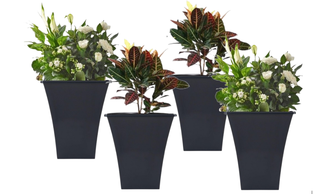 Wham Metallica 23cm Square Plastic Garden Planters |  Lightweight & Weather-Resistant | 2 Pack