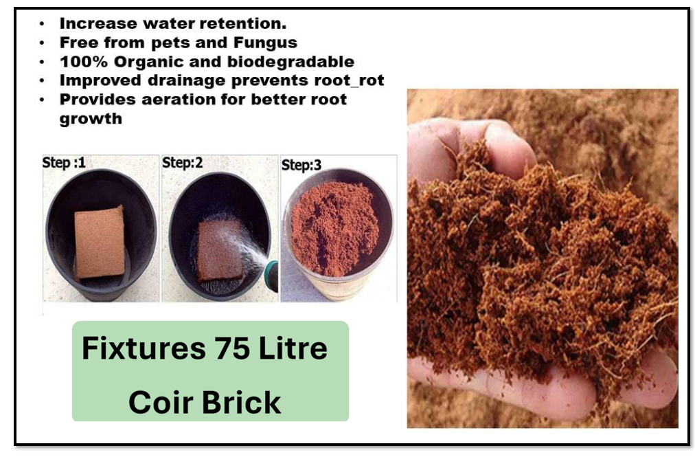 5kg Coir Potting Mix Brick | Expands to 75 Litre of 100% Natural Compost